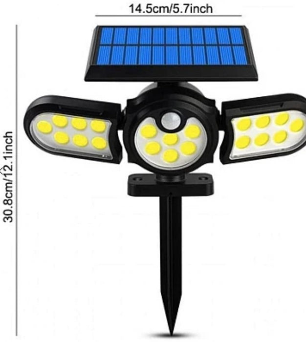 Lampa solara WS 1206B tripla cu senzor de miscare, pentru perete sau infipta in pamant