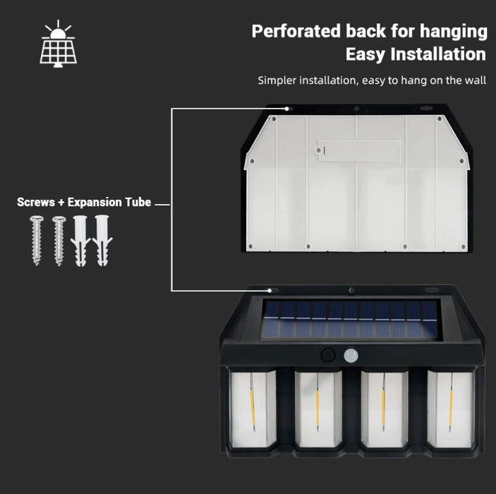 Solar Lámpa 4 LED -mel, 1,5W x 4, mozgásérzékelővel, 600 lm, 1600mAh akkumulátor, fekete