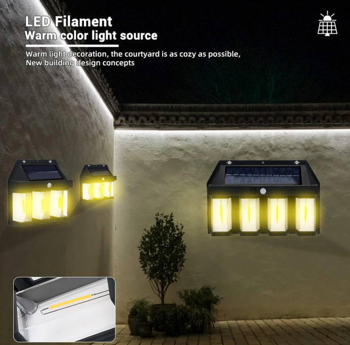 Solar Lámpa 4 LED -mel, 1,5W x 4, mozgásérzékelővel, 600 lm, 1600mAh akkumulátor, fekete