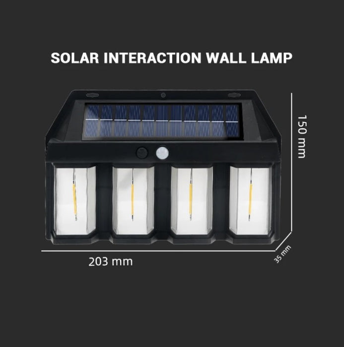 Lampa solara cu 4 LED-uri, 1.5W x 4, cu senzor de miscare, 600LM, acumulator 1600mAh, negru