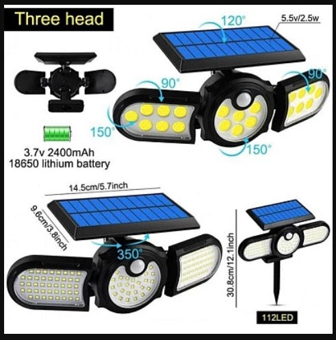 Lampa solara cu inductie SH-1206B si panou Solar Integrat 3 Capete Reglabile