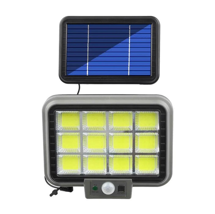 Lampa solara cu panou solar, 40W, 288 LED COB, 12 cadrane, cu 3 moduri de iluminare, telecomandanegru