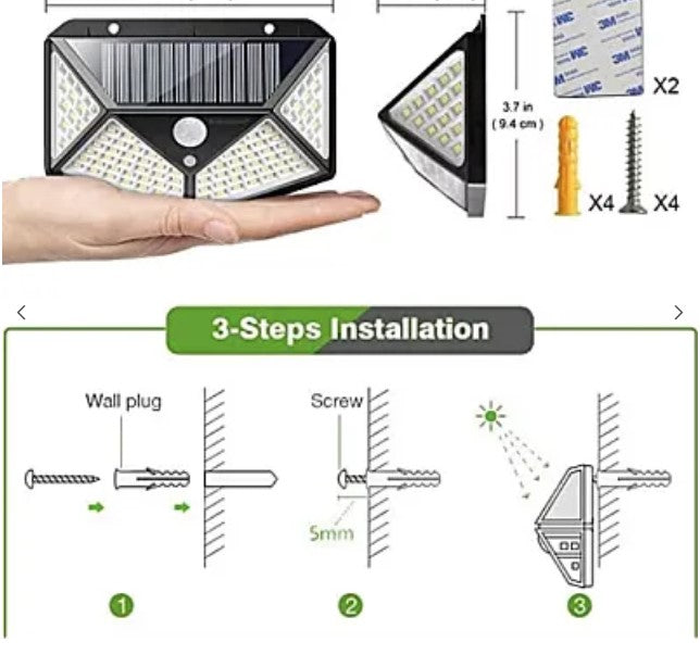 Lampa solara de perete ULTRA 100 LEDuri BK-100 pentru exterior