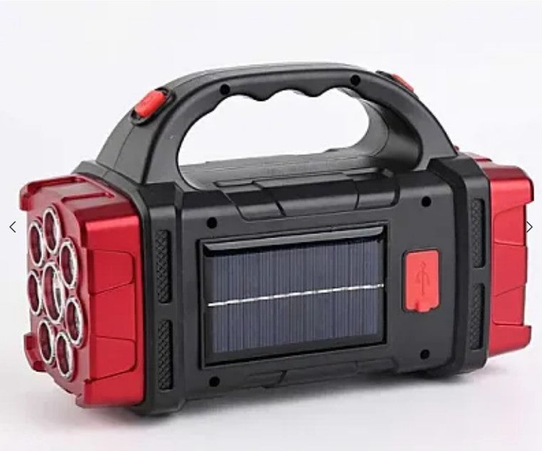 Πολυλειτουργικός ηλιακός λαμπτήρας HB-1678 αντοχή 38W Lantern/Lantern Type, με λαβή, μαύρο/κόκκινο