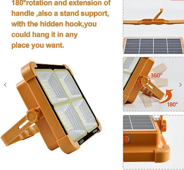 Lampa solara portabila de lucru functie incarcator 336 Leduri reincarcabila 500W temperatura 6500K Portocalie