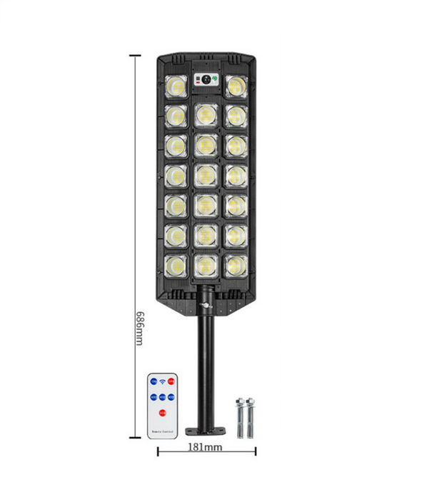 Lampa solara stradala W7102B-7 cu 20 x LED COB 3W, IP65, cu senzor miscare si telecomanda, negru