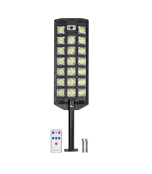 Lampa solara stradala W7102B-7 cu 20 x LED COB 3W, IP65, cu senzor miscare si telecomanda, negru