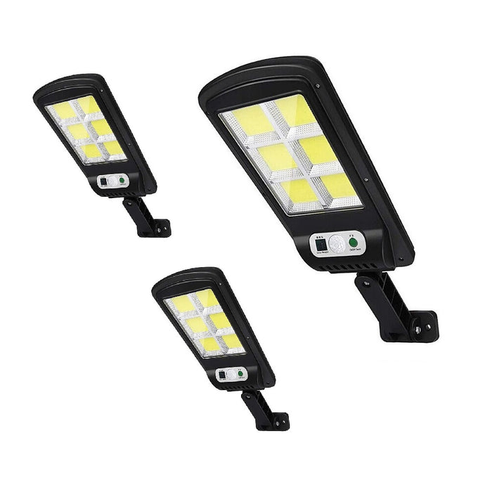 Set 3 x LED út napenergia lámpák, 6 tárcsával, mozgásérzékelővel, IP65, fekete