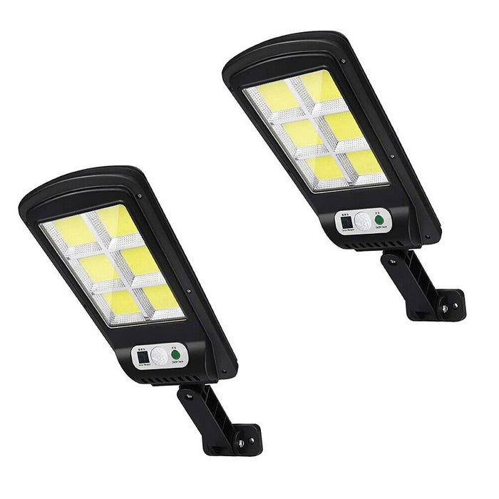Set 2 x Lampi solare stradale LED, cu 6 cadrane, senzor miscare, IP65, negru