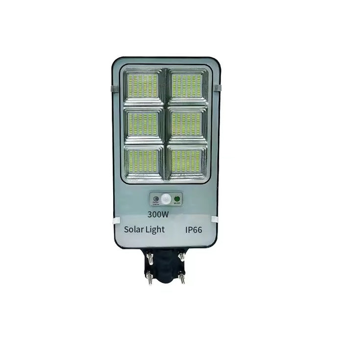 Lampa solara stradala, putere 300W, cu telecomanda, senzor de lumina si miscare, IP66, gri-negru