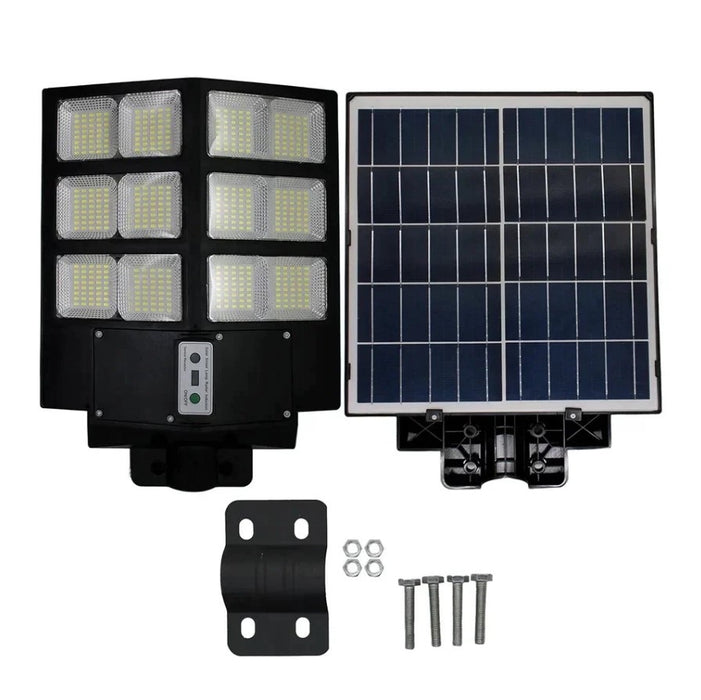 Улична слънчева лампа с вграден -в слънчев панел и батерия, с индукция, 600W, 1300lm, черно