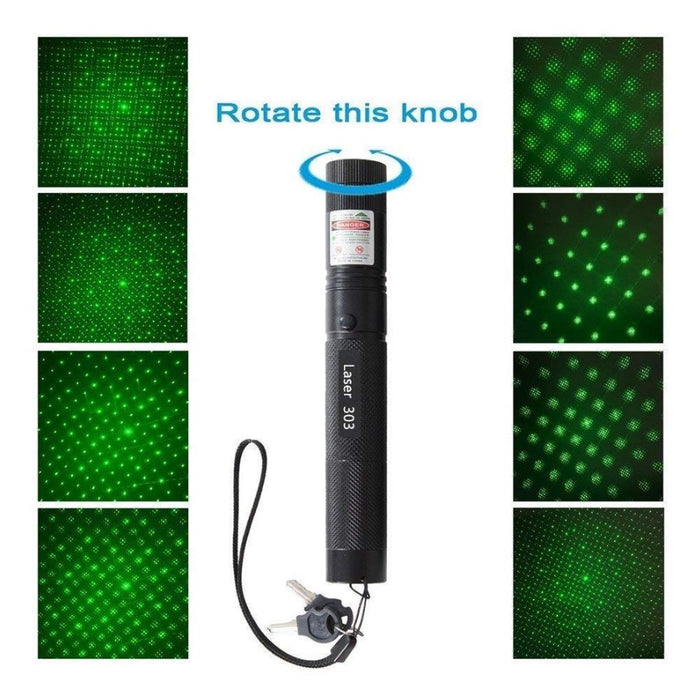 Lanterna cu laser, pointer verde puternic, cu acumulator Li-ion 8800mAh si incarcator, bate pana la 16 km, negru