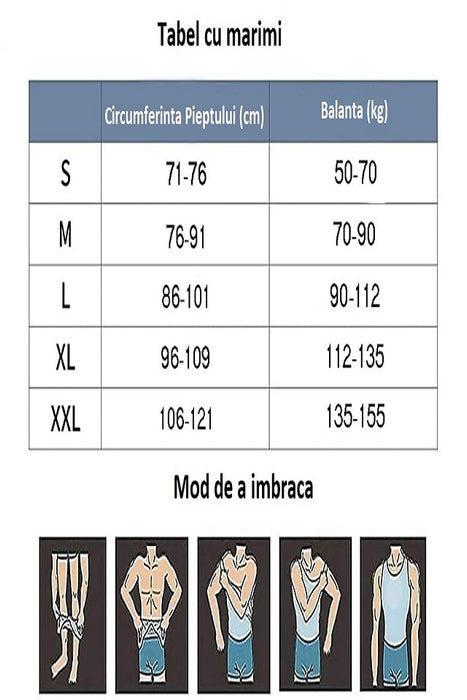 Maiou pentru slabit cu efect modelator pentru Barbati, Material Respirabil, Alb