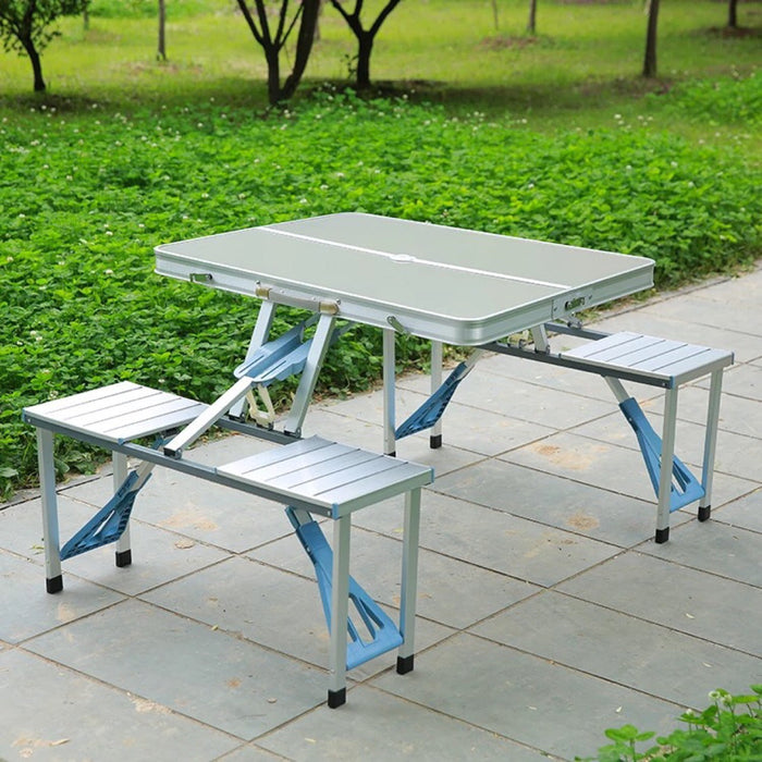 Összecsukható asztal fő -típusú piknik üléssel, alumínium
