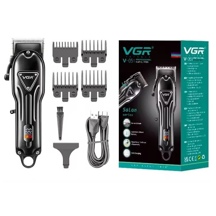 VGR V-051 Trimmer, преносим, ​​безжичен, 5W, USB, стоманено острие, 4 ръководни глави, черно