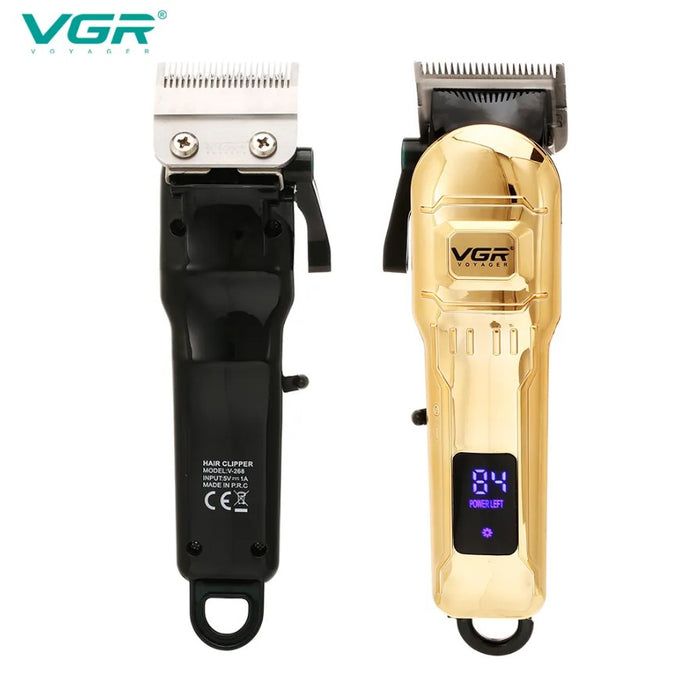 VGR VGR V-268 professzionális trimmer, vezeték nélküli, USB betöltés, 10W, 4 távolság, digitális kijelző, arany