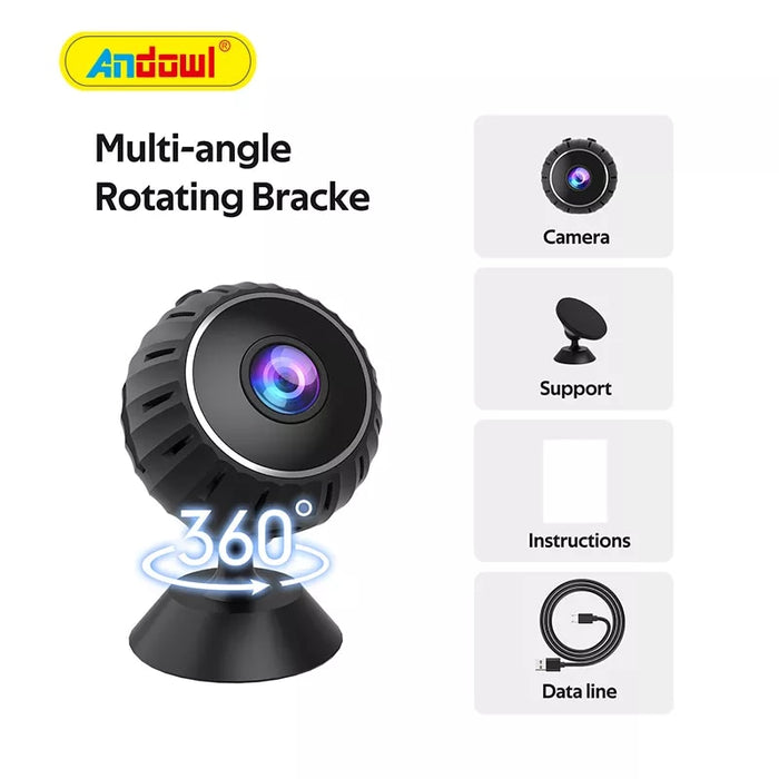 Μίνι κάμερα παρακολούθησης, WiFi, Full HD, 360 °, νυχτερινή όραση, αισθητήρας κίνησης