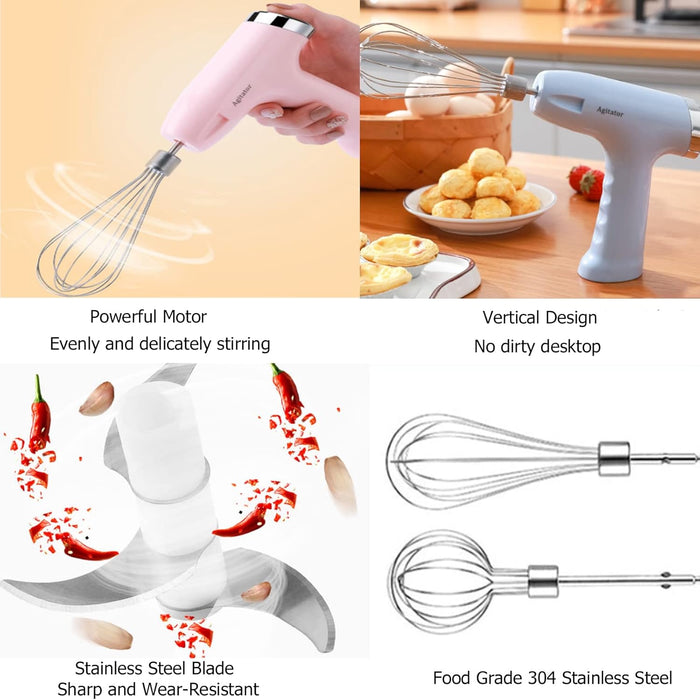 Mini elektromos turmixgép, hordozható, újratölthető 3 -ban, 4 tartozékkal, rózsaszín