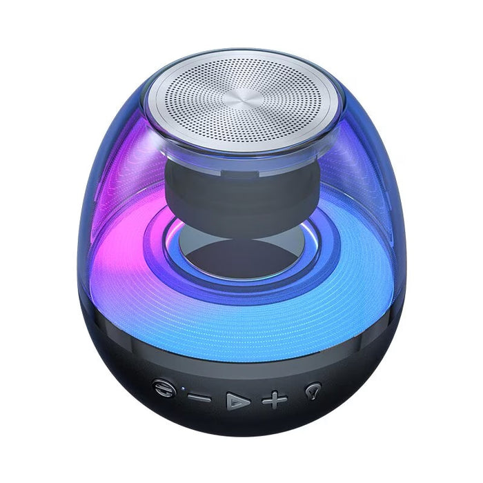 Mini boxa portabila cu extra bass, RGB, sunet 360°, HD, bluetooth 5.0, USB Type-C, negru