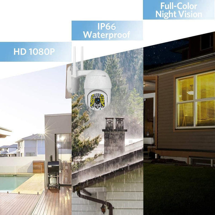 Mini camera de supraveghere CCTV IP PTZ WiFi de 2.5, IP66, wireless, infrared, rotatie 355°, alba