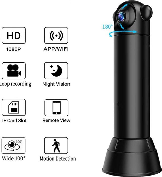 Mini camera de supraveghere SX82, WiFi, tip baby monitor, HD, infrarosu, senzor de miscare, negru