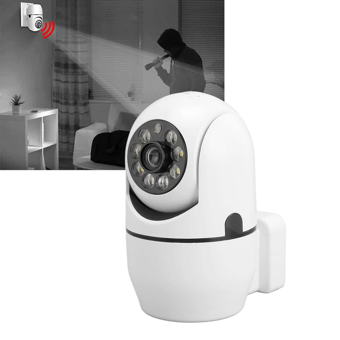 Mini camera de supraveghere pentru interior, wireless, WiFi, IR, PIR, 2 cai audio, alba
