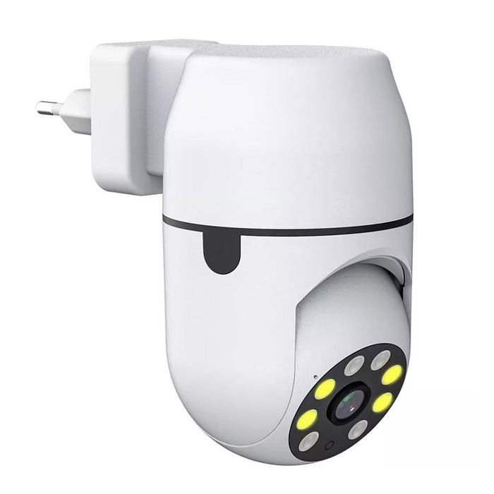Mini camera de supraveghere pentru interior, wireless, WiFi, IR, PIR, 2 cai audio, alba