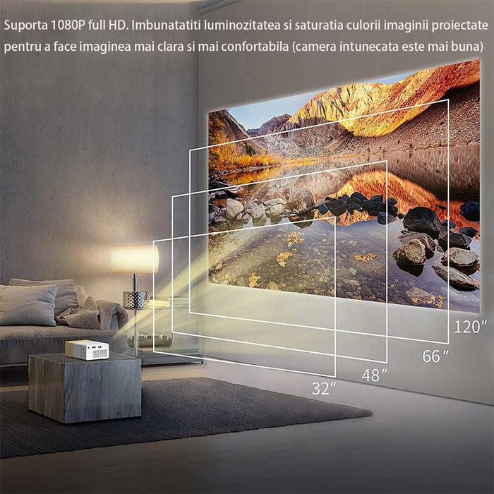 Mini projektor 'Házi mozi' hordozható, távirányító, HD 1920x1080px, HDMI/USB