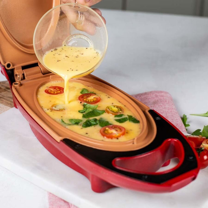 Mini Electric Pan, 800W, κεραμικό και χαλκό, 13 x 33 x 9 cm, κόκκινο