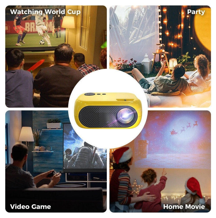 Mini LED Video Projector, Portable, 1080p, 1200lm, HDMI, Micro SD και USB, με τηλεχειριστήριο, οικιακό κινηματογράφο, κίτρινο