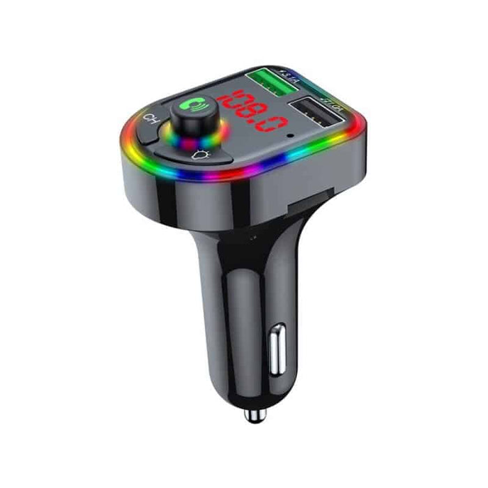 FM Modulator, με Bluetooth 5.0, γρήγορη φόρτιση, 3 θύρες φόρτωσης, RGB, μαύρο