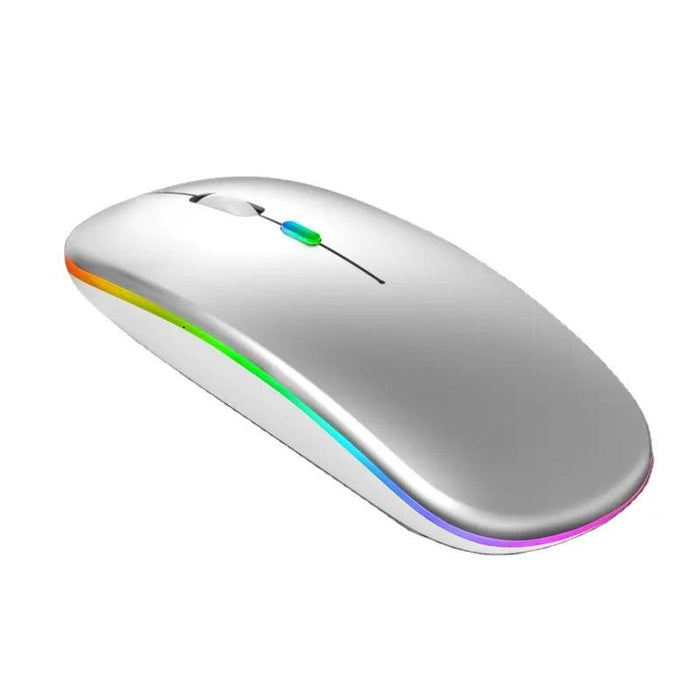 Mouse Wireless Reincarcabil, Ultra Slim, Silentios, LED RGB, Gri