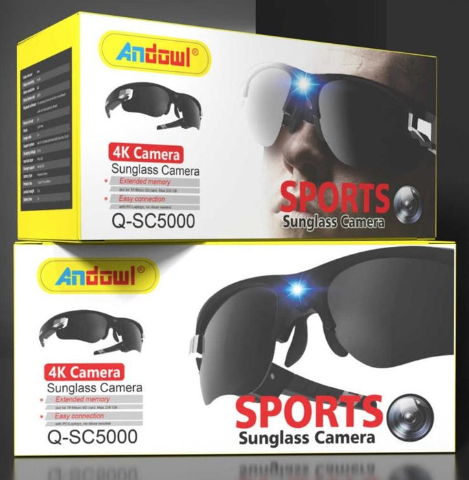 Ochelari de soare sport cu camera 4K SC5000, 1080px, suporta card TF pana la 128GB, negru