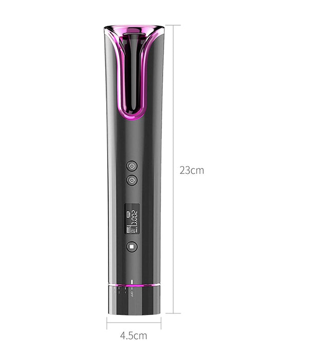 Compact Hair Curler, Wireless, Portable, με οθόνη LCD και φορτίο USB