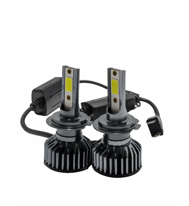 Комплект от 2 LED крушки H7 100W - Силно осветление, тънък вентилатор, F2 Cob, Canbus, 6000K