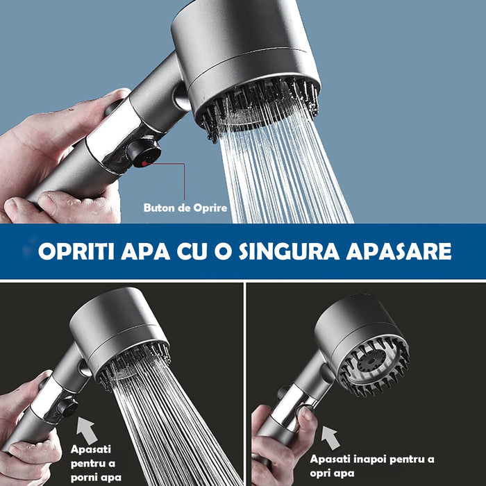 Para/Cap de dus 4in1, Perie masaj, Filtru purificare apa inclus