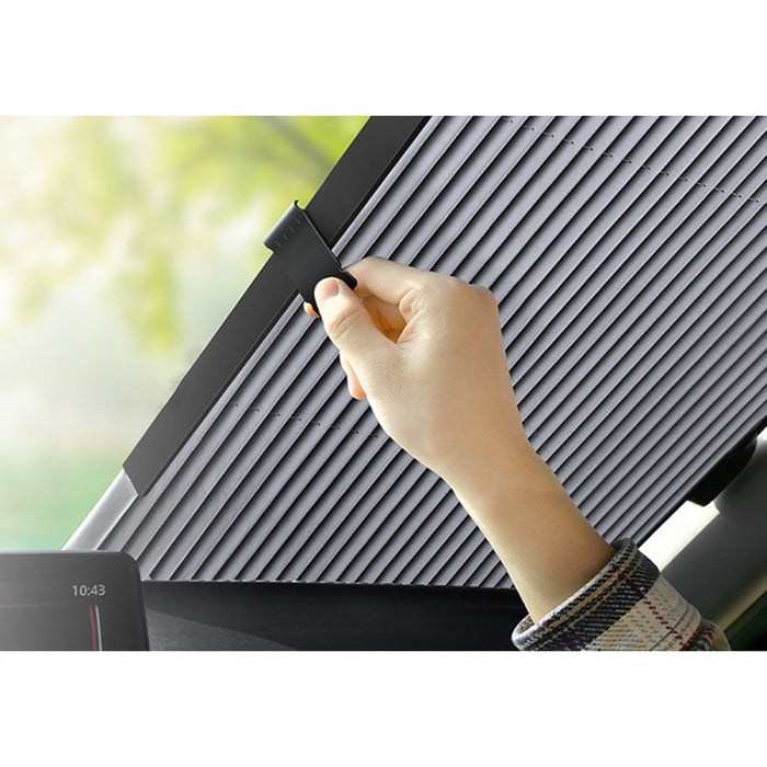 Parasolar auto retractabil pentru parbriz sau luneta, fixare cu ventuze, protectie UV