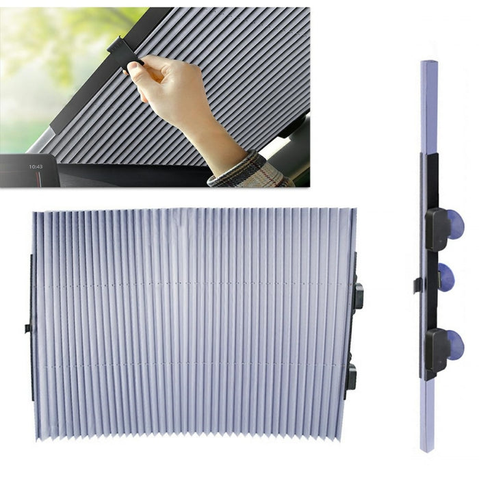 Parasolar auto retractabil pentru parbriz sau luneta, fixare cu ventuze, protectie UV