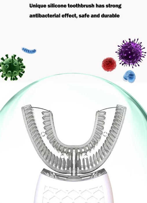 Elektromos kefe fogakhoz fehérítéshez, u -alakú, ultrahang, szilikon/abs, fehér