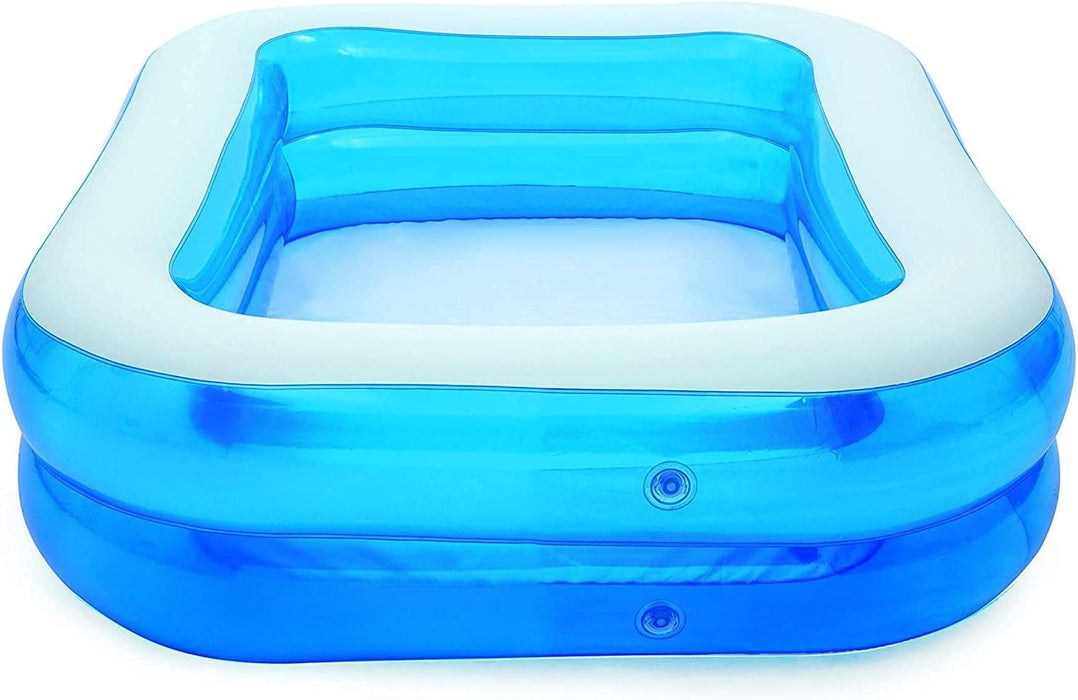 Piscina gonflabila dreptunghiulara, 200x150x50cm, pentru gradina sau terasa, albastru cu alb