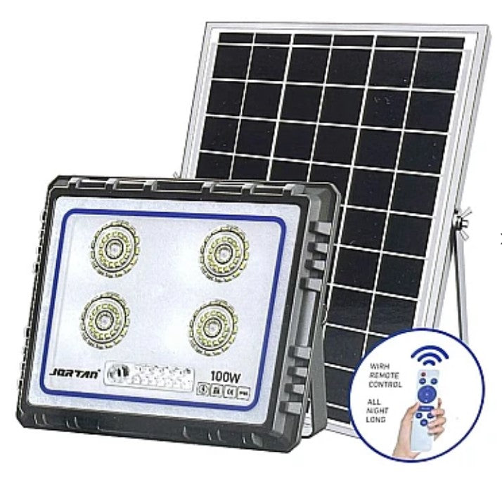 Proiector LED 100W Slim cu Telecomanda si Panou Solar IP66