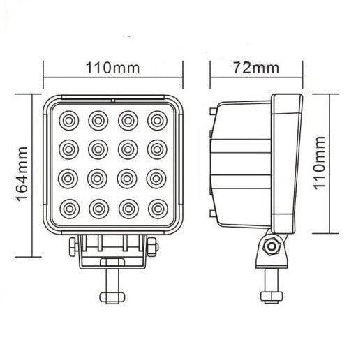 Autó LED projektor, 48W teljesítmény, 12V-24V, IP 67, 6500K, 1800 lm, hidegfehér, fekete fény