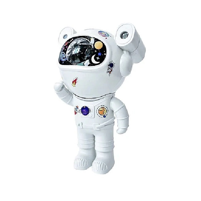 Proiector bluetooth LED RGB in forma de astronaut cu sunete si lumini, telecomanda, stickere autoadezive, alb