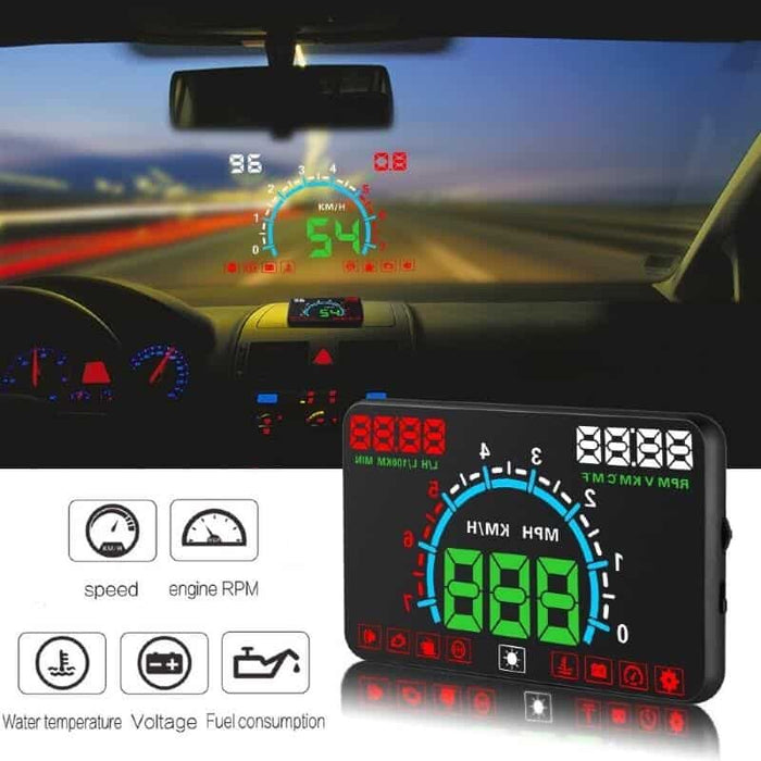 Прожекционен екран на екрана на 5.8 ″ предно стъкло, Heads Up Display E350, съвместим на автомобили, които имат сокет на OBD