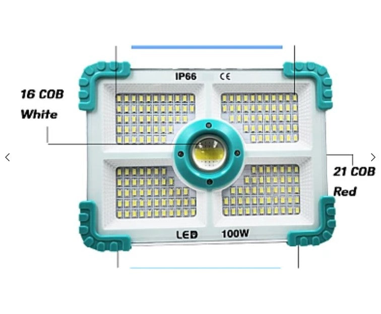 Слънчев проектор Coba CB F188 Power 100W и 188 LED, бял със синьо