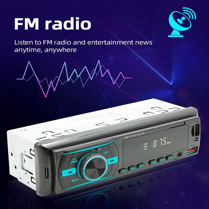 Radio MP3 Player Auto, cu Bluetooth, Afisaj in 7 Culori, 1Din, Telecomanda, Negru