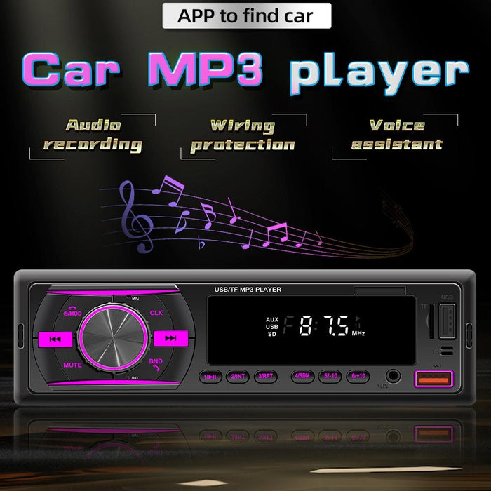 Radio MP3 Player Auto, cu Bluetooth, Afisaj in 7 Culori, 1Din, Telecomanda, Negru