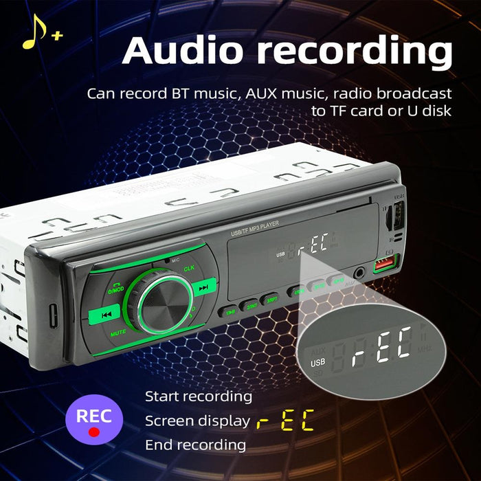 Radio MP3 Player Auto, cu Bluetooth, Afisaj in 7 Culori, 1Din, Telecomanda, Negru