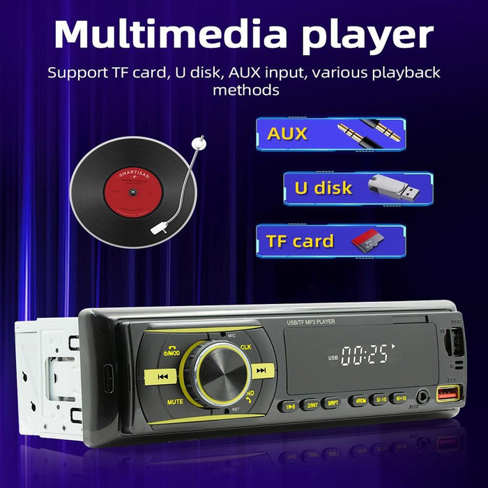 Radio MP3 Player Auto, cu Bluetooth, Afisaj in 7 Culori, 1Din, Telecomanda, Negru