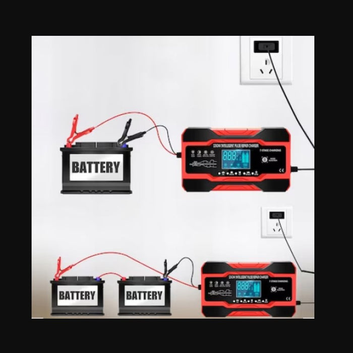 Μπαταρίες αυτοκινήτου ανορθωτή DP1210, 12V 10A - 24V 5A, 180W, 7 -Στάδια χρέωσης, 4 λειτουργίες, μαύρο με κόκκινο